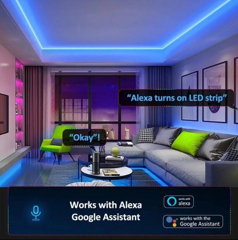 Лента неоновая Tuya светодиодная RGB с WiFi Bluetooth с синхронизацией музыки 24 В 5 м - фото 3