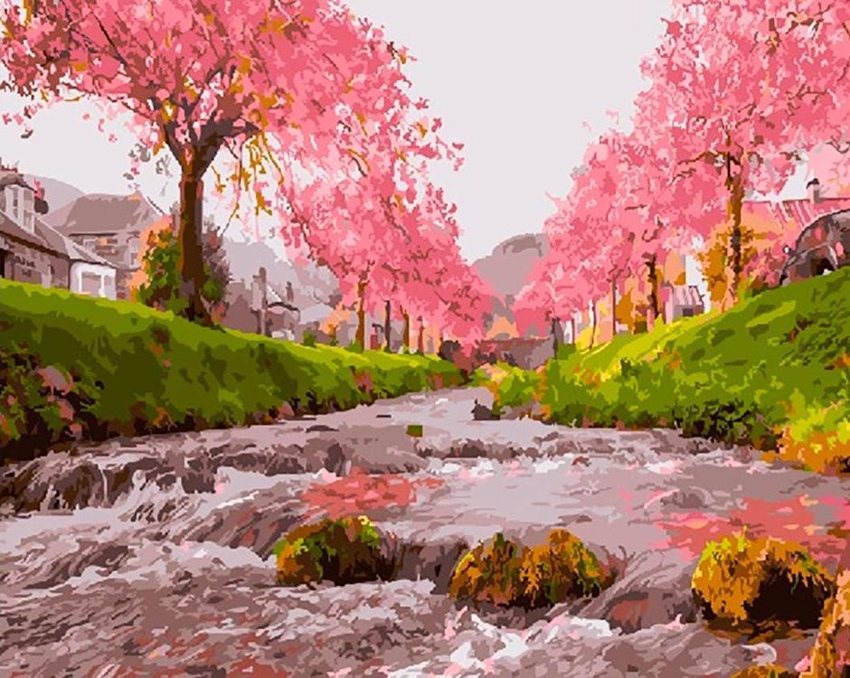 Картина по номерам Brushme Река у сакуры (GX25577)