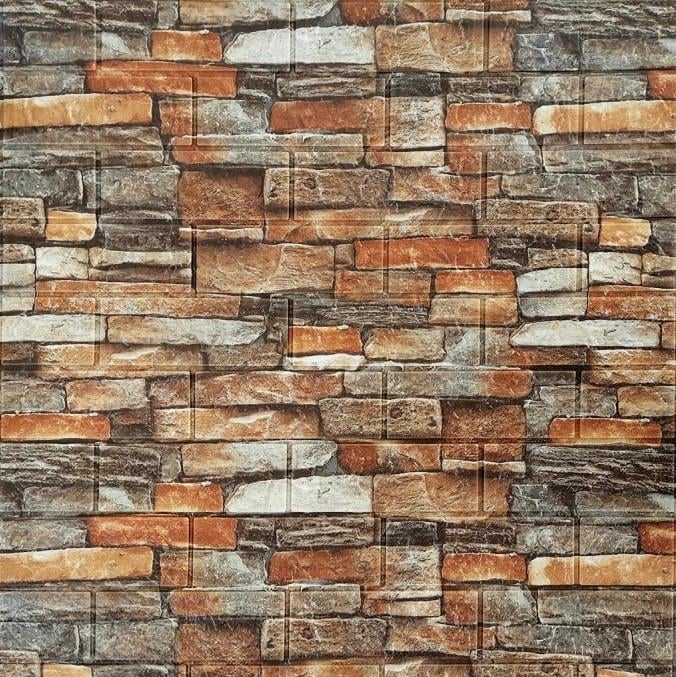 Панель самоклеящаяся 3D Sticker Wall звукоизоляционная 700x770x5 мм кирпич песчаник Красный
