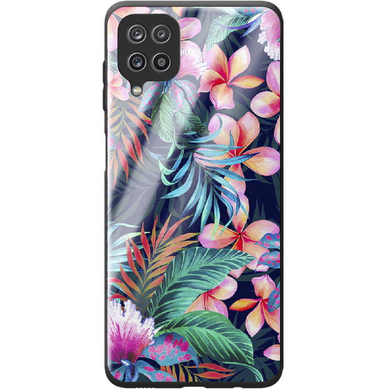 Чехол Boxface Samsung A225 Galaxy A22 flowers in the tropics Черный силикон со стеклом (42748-up1971-44201)