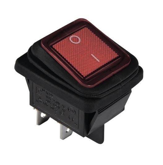 Переключатель влагозащищенный TechnoSystems KCD2-201WN G/B 220 V с подсветкой Red (1554871052)