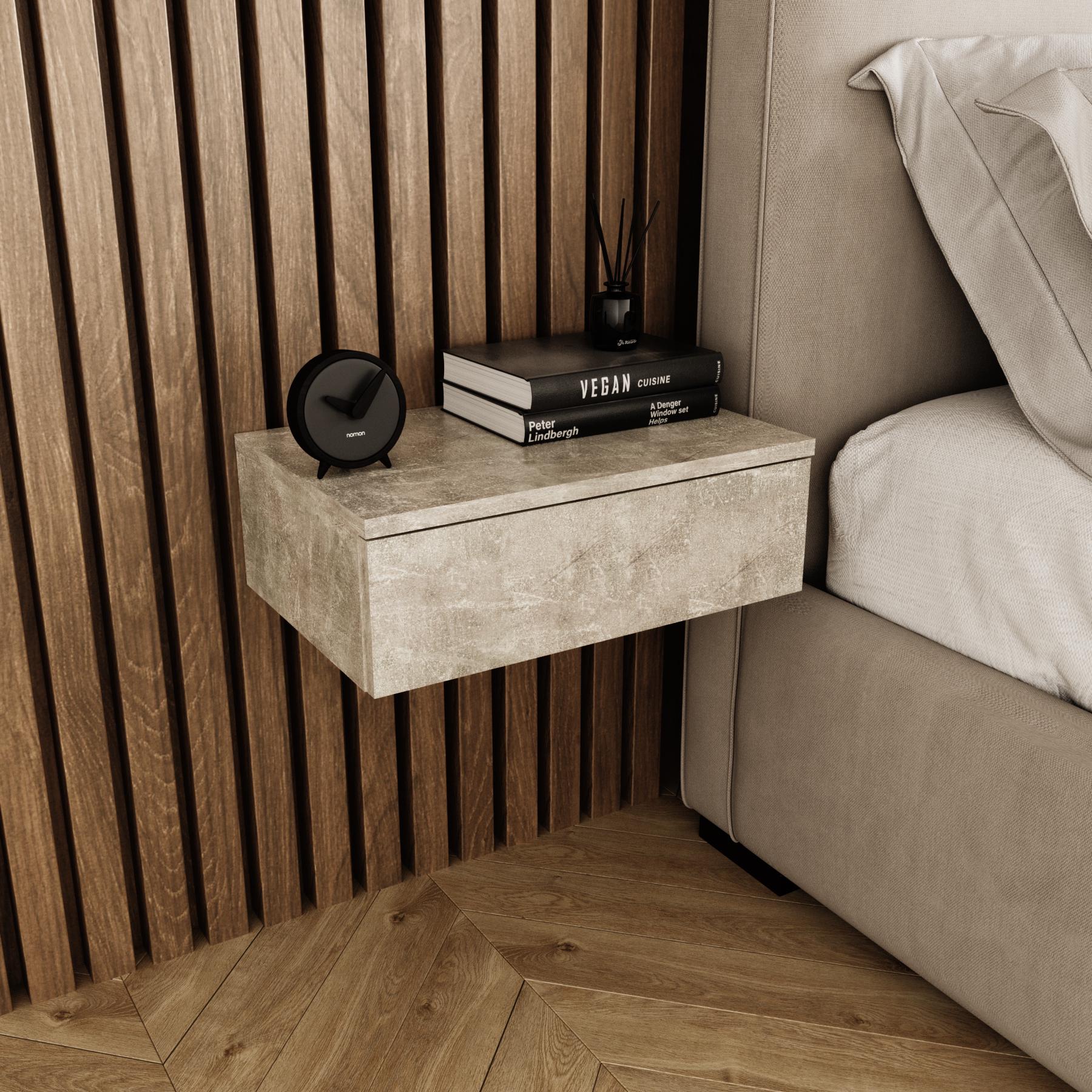 Тумба Moreli навісна приліжкова для спальні GT-0102 Бетон