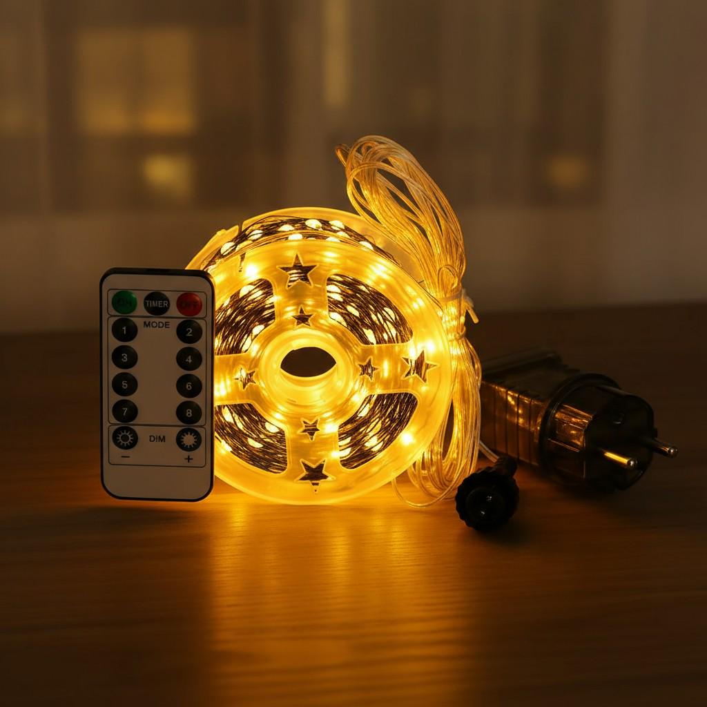 Гирлянда-нить Роса сетевая с пультом 8 режимов 100 м 1000LED Зеленый/Желтый (1000L100MGY)