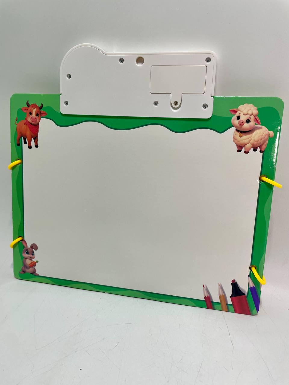 Интерактивная книга WToys Приключения на ферме звук сенсорные кнопки доска для рисования и маркер 8 страниц липучек - фото 8
