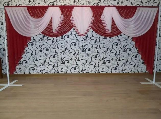 Ламбрекен в гостиную/спальню из шифона 3 м Красный (15л)