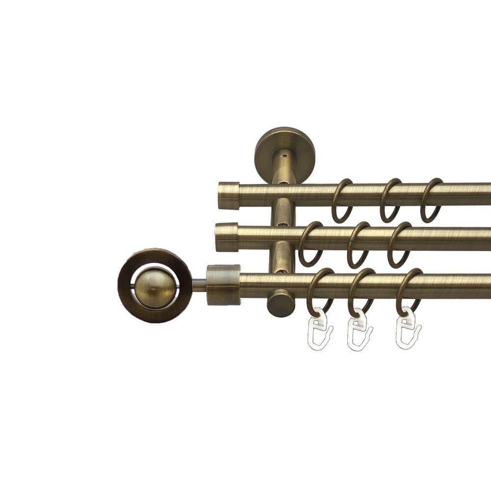 Карниз Orvit Пополо трехрядный гладкий 20 см 300 см Антик (00-00015780)