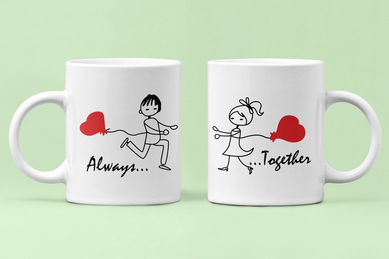 Чашки парні "Always together" для закоханих 330 мл Білий (ВЛ82Ч)
