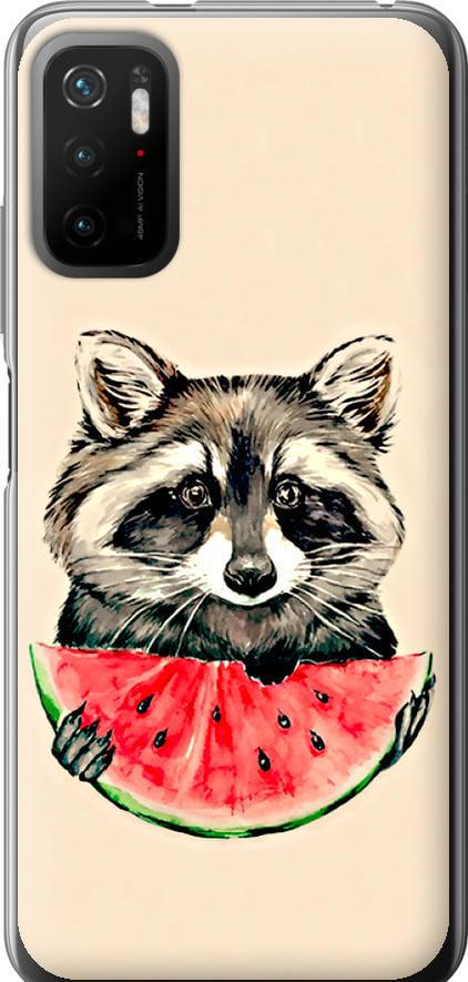 Чехол на Xiaomi Redmi Note 10 5G Енотик с арбузом (4605t-2556-42517)