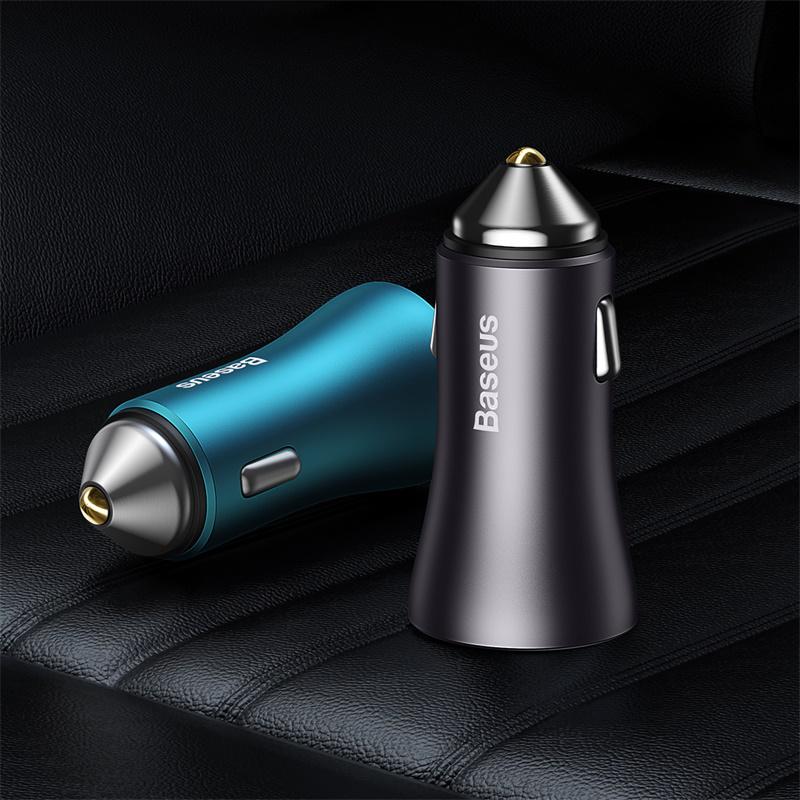Зарядное устройство автомобильное BASEUS Golden Contactor Max Dual Fast Charger Car Charger U+U 60W Dark Gray (CGJM000013) - фото 15
