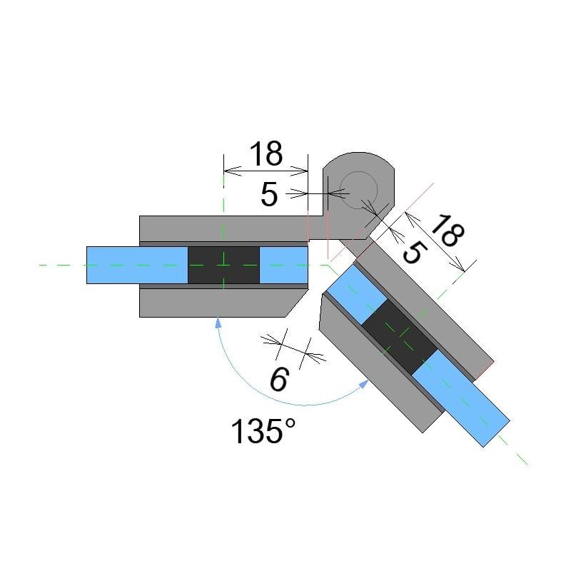 Петля для стекла душевой кабины UA10-85L-28 стекло-стекло 135° со скрытым креплением нержавеющая сталь полированная - фото 3 Петля для стекла душевой кабины UA10-85L-28 стекло-стекло 135° со скрытым креплением нержавеющая сталь полированная - фото 3