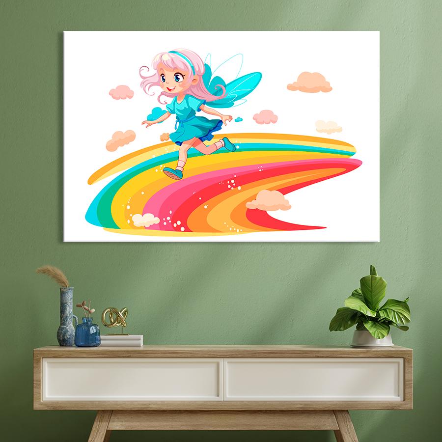 Картина в детскую комнату Фея на радуге 80x54 см (A1454-1)