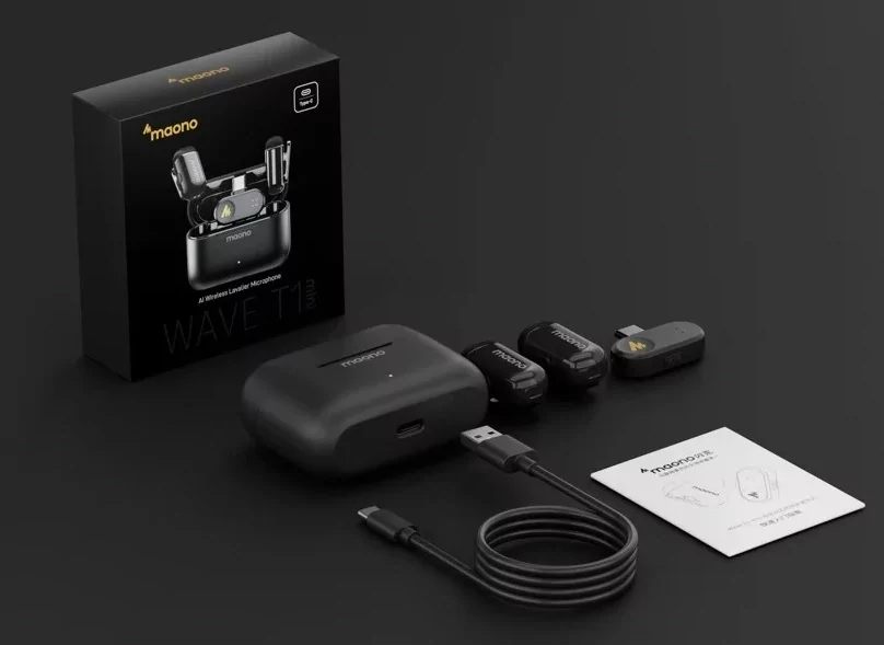 Микрофон беспроводной петличный Maono T1 mini с функцией шумоподавлением Черный - фото 4 Микрофон беспроводной петличный Maono T1 mini с функцией шумоподавлением Черный - фото 4