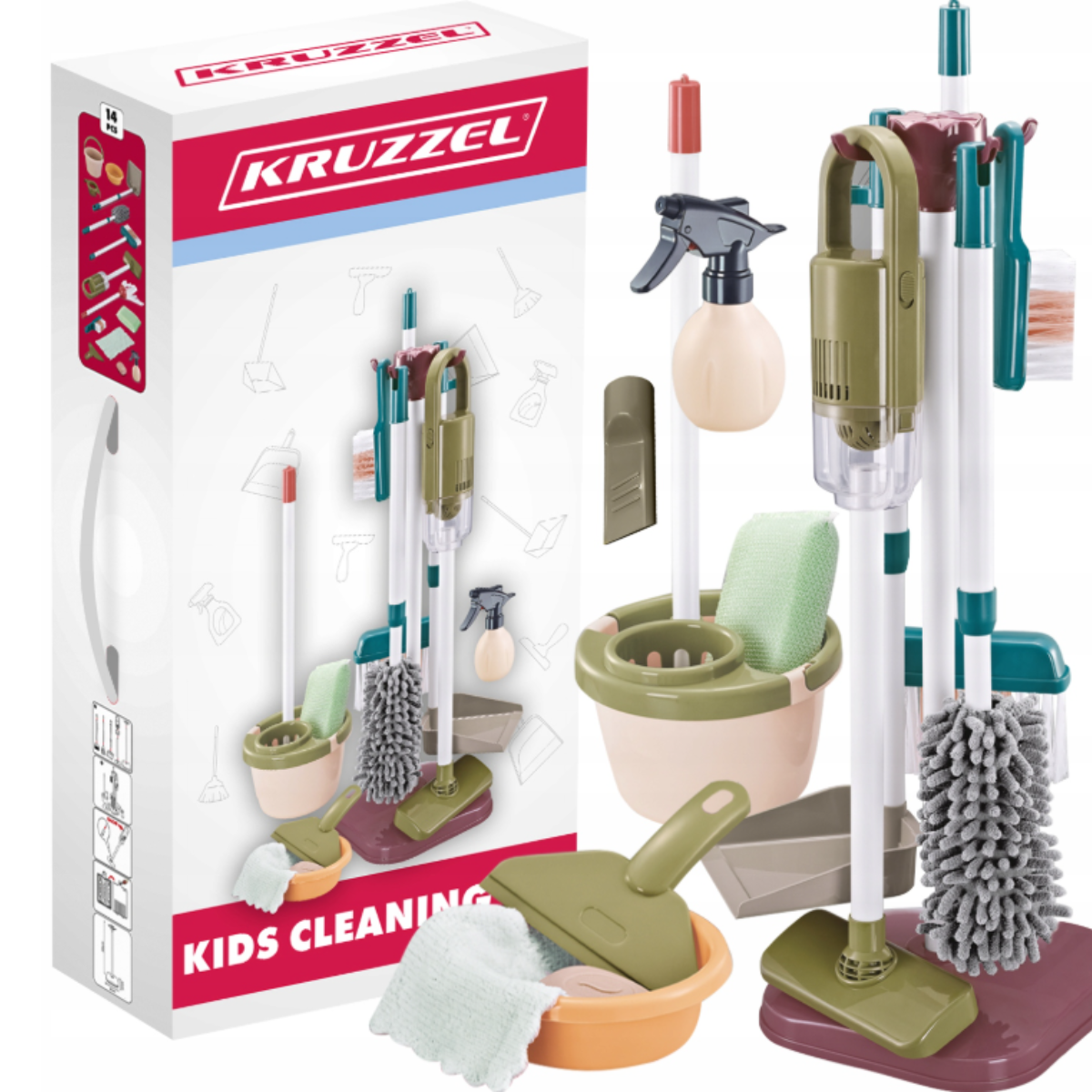 Дитячий набір для чищення пилосос/швабра/відро побутові аксесуари 15в1 (100812)