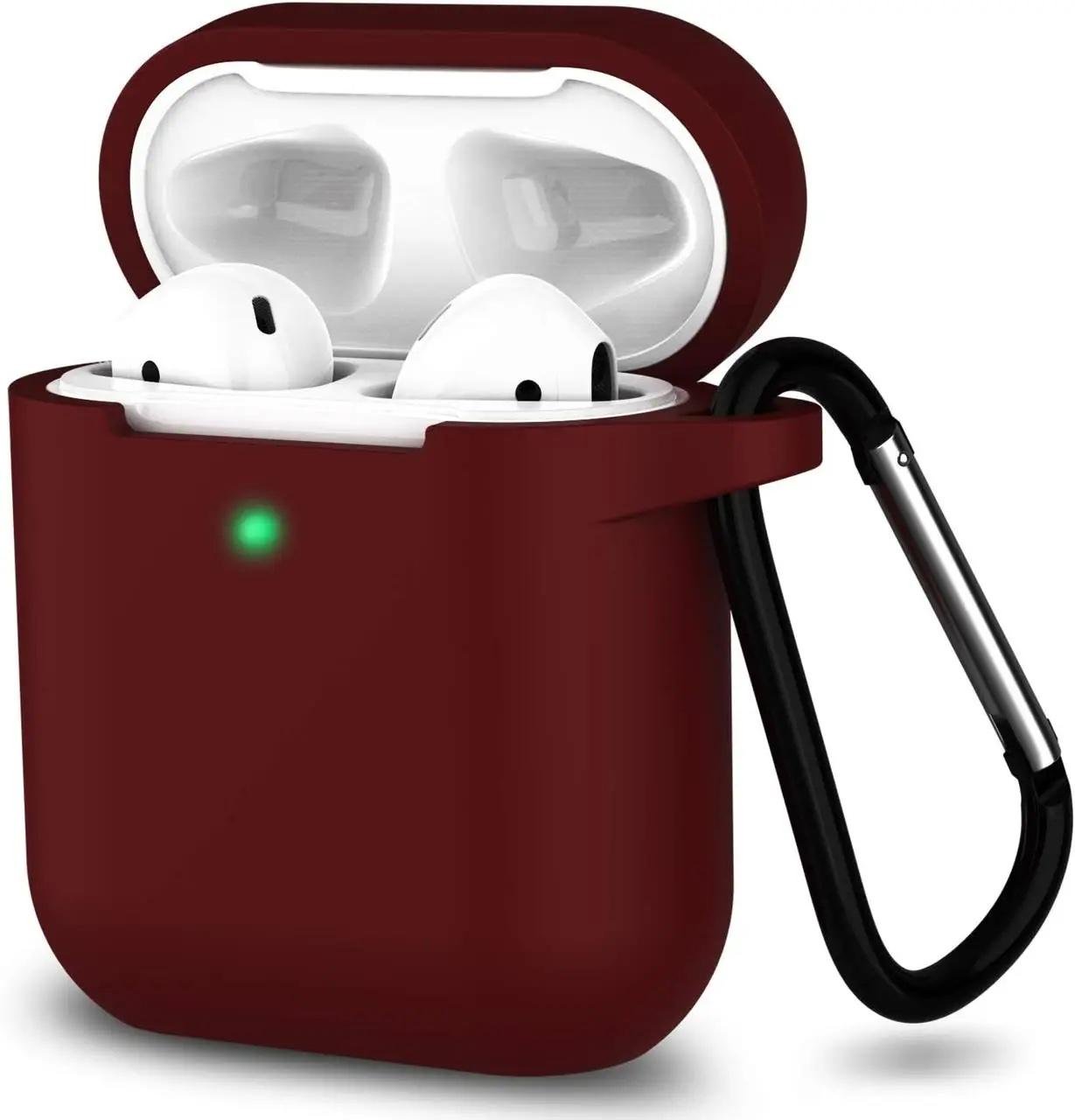 Чохол для навушників Apple AirPods 2 силіконовий Бордовий (VANAX53004)