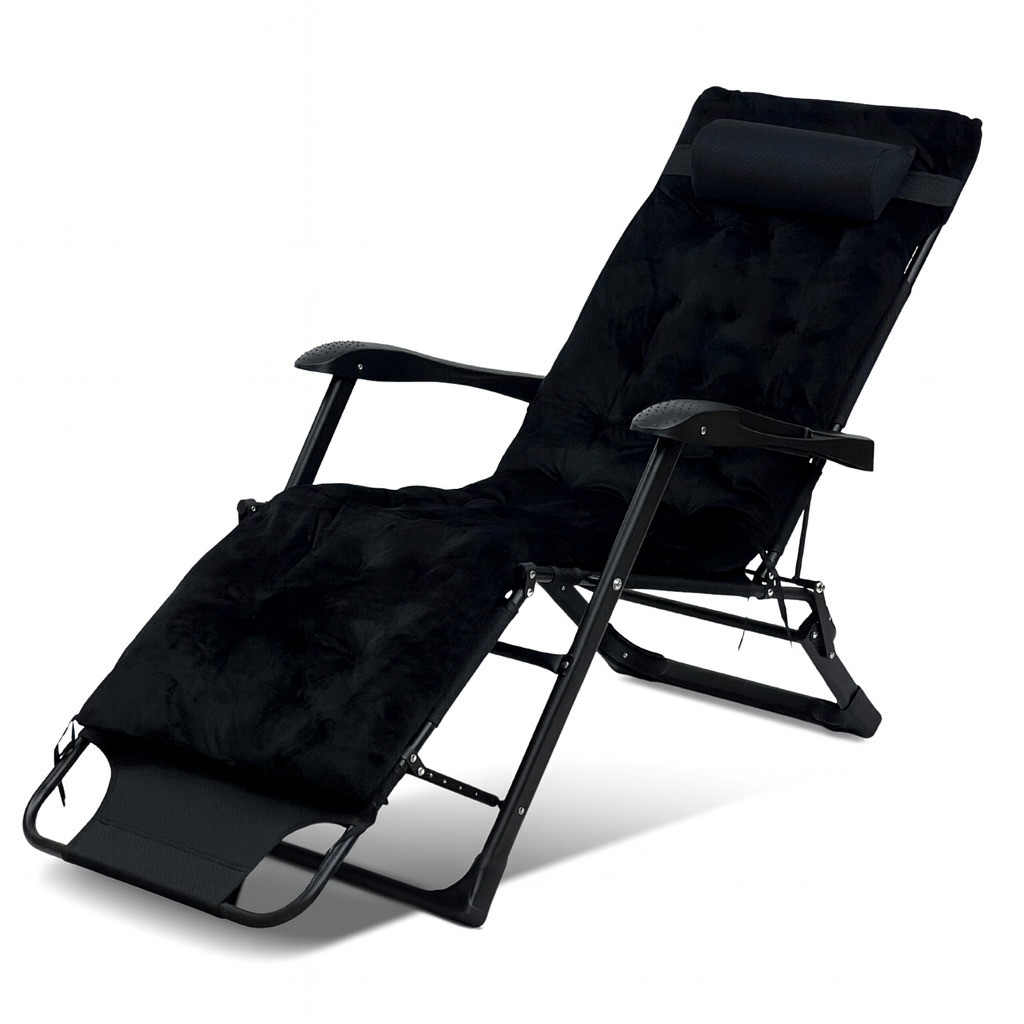 Кровать раскладная с бархатным матрасом LEOBRO 175х66х77 см с регулировкой спинки Black (leo-140790)