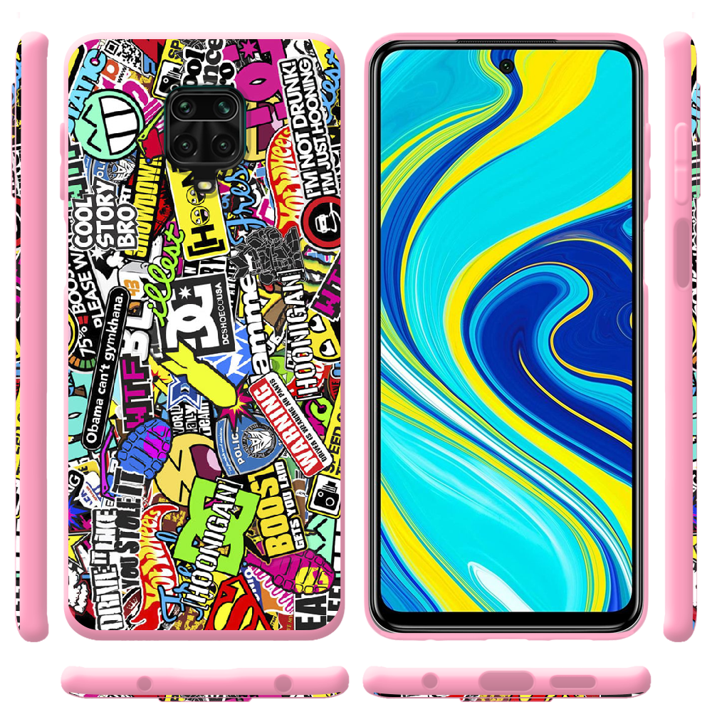 Чехол Boxface Xiaomi Redmi Note 9S Multicolored Inscriptions Розовый силикон (39475-up880-39916) - фото 2