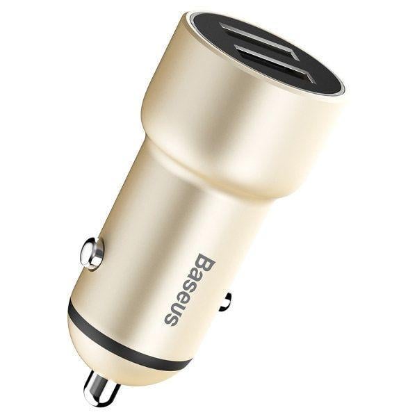 Автомобільний зарядний пристрій BASEUS 3.4A Dual USB Little Giant Metal Car Charger CCJR-0V Gold