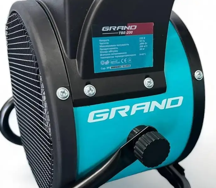 Тепловентилятор сетевой Grand ТВ-200 2000Вт керамический нагревательный элемент термостат защита от перегрева - фото 4 Тепловентилятор сетевой Grand ТВ-200 2000Вт керамический нагревательный элемент термостат защита от перегрева - фото 4