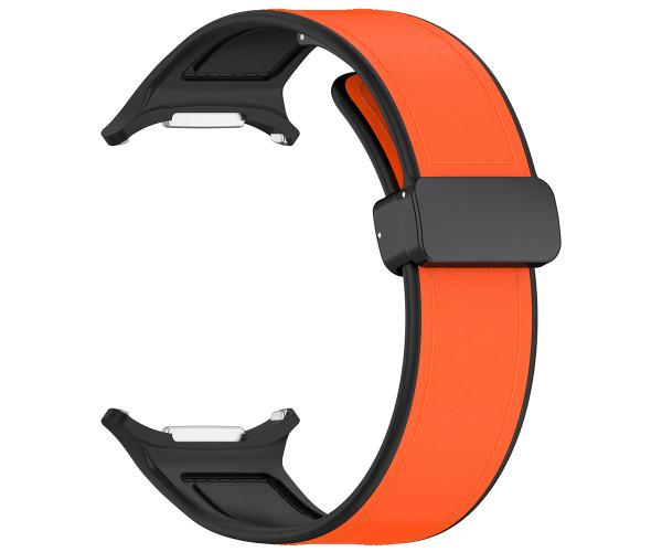 Ремешок Elegant leather Strap для Samsung Galaxy Watch Ultra с магнитной защелкой 47 мм Оранжевый