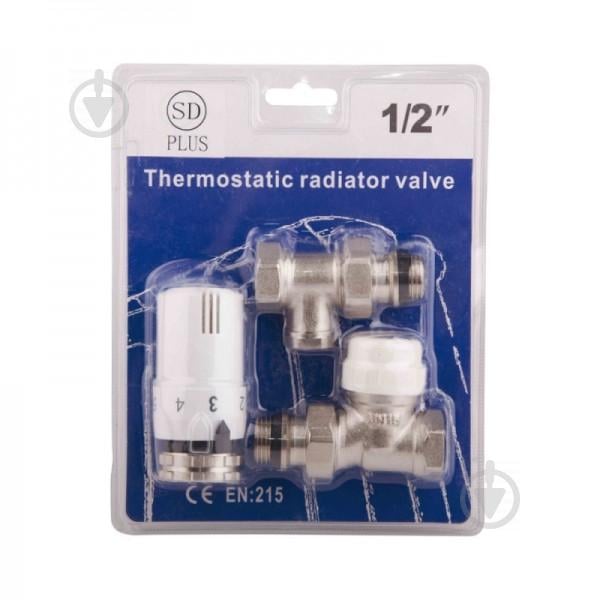Комплект кранов с термоголовкой  Sd Plus Sd353W15 радиаторный (38360)