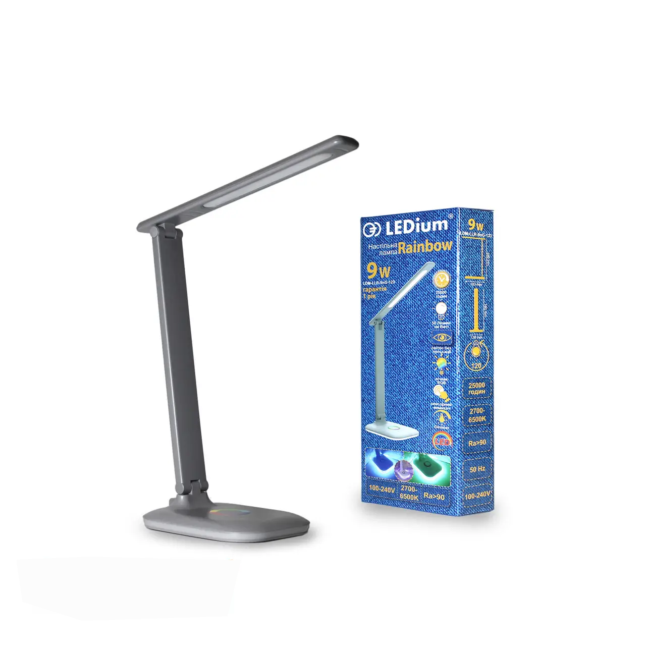 Настільна лампа LEDium Rainbow LED з RGB нічником Сірий (15617) - фото 1