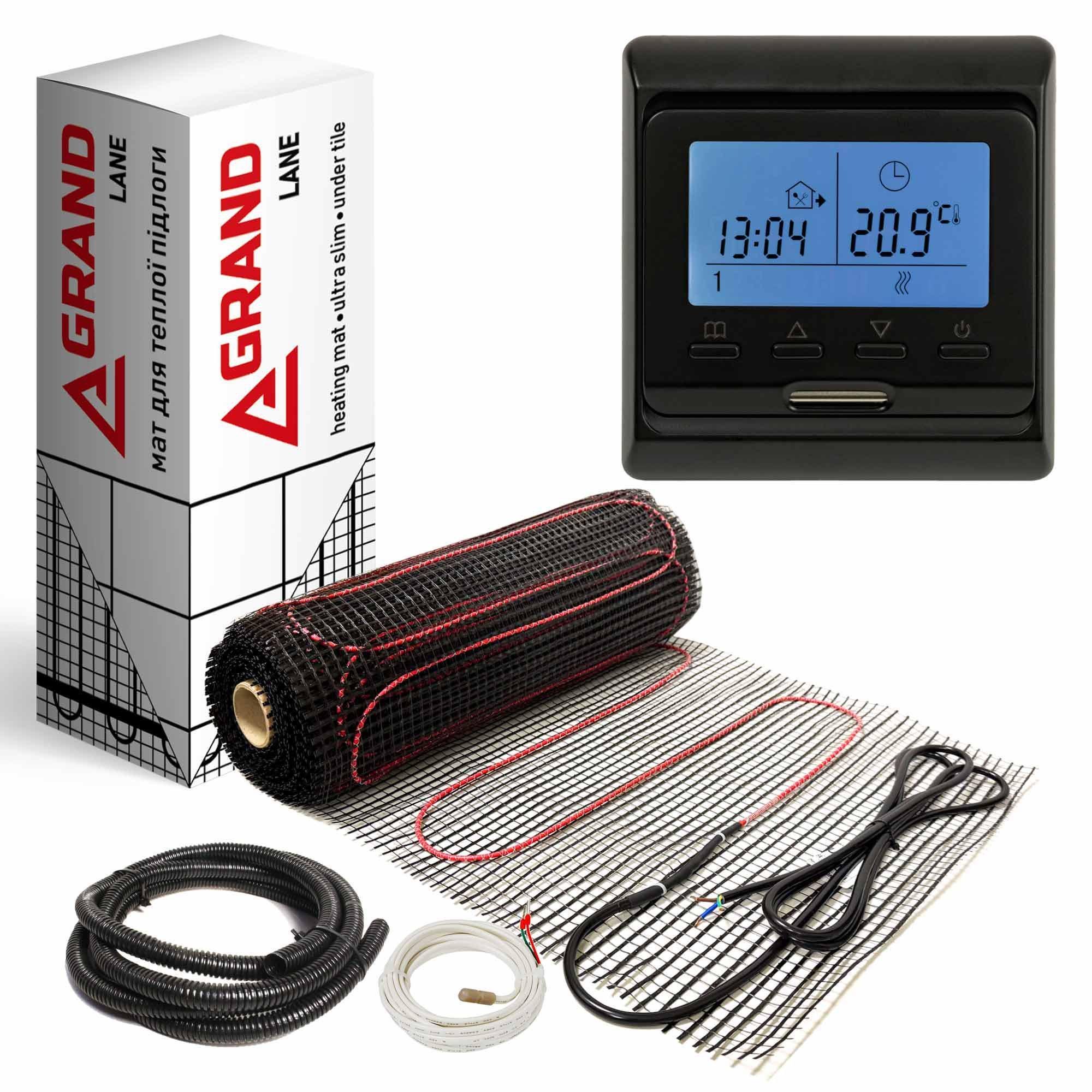 Теплый пол Grand Lane GL-mat 1,5 м2 270 Вт нагревательный мат glm2715k4 и программируемый терморегулятор Черный Теплый пол Grand Lane GL-mat 1,5 м2 270 Вт нагревательный мат glm2715k4 и программируемый терморегулятор Черный