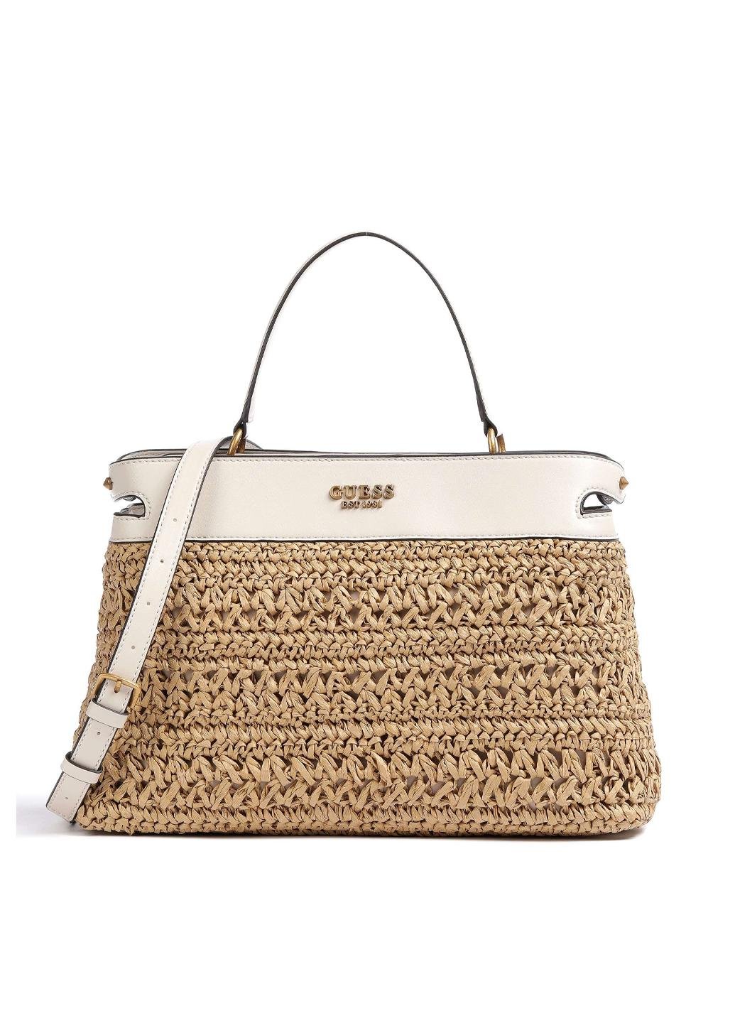 Сумка сетчел жіноча солом'яна GUESS LIGURIA SATCHEL HWWB8696060-STO Жовтий