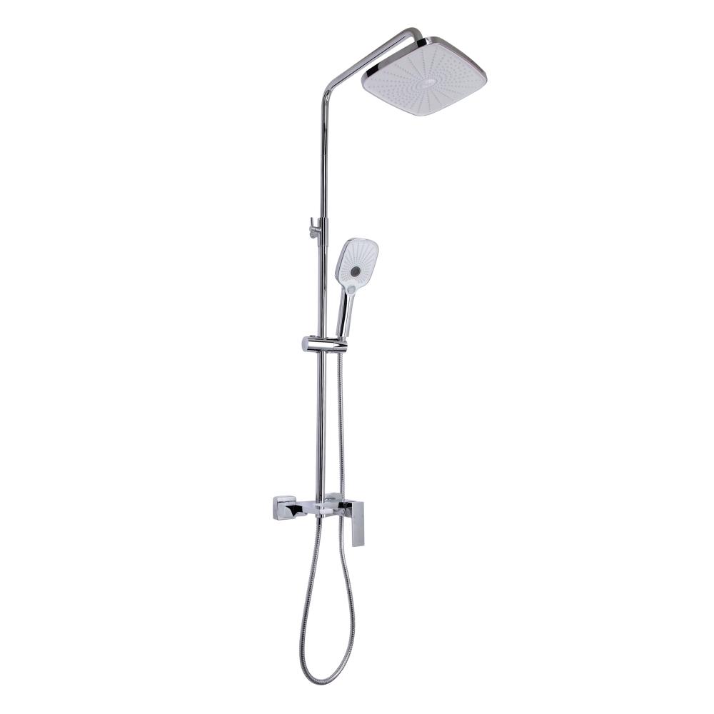 Душевая система с изливом Qtap Gemini k30 универсальная на три потребителя Chrome (45685)