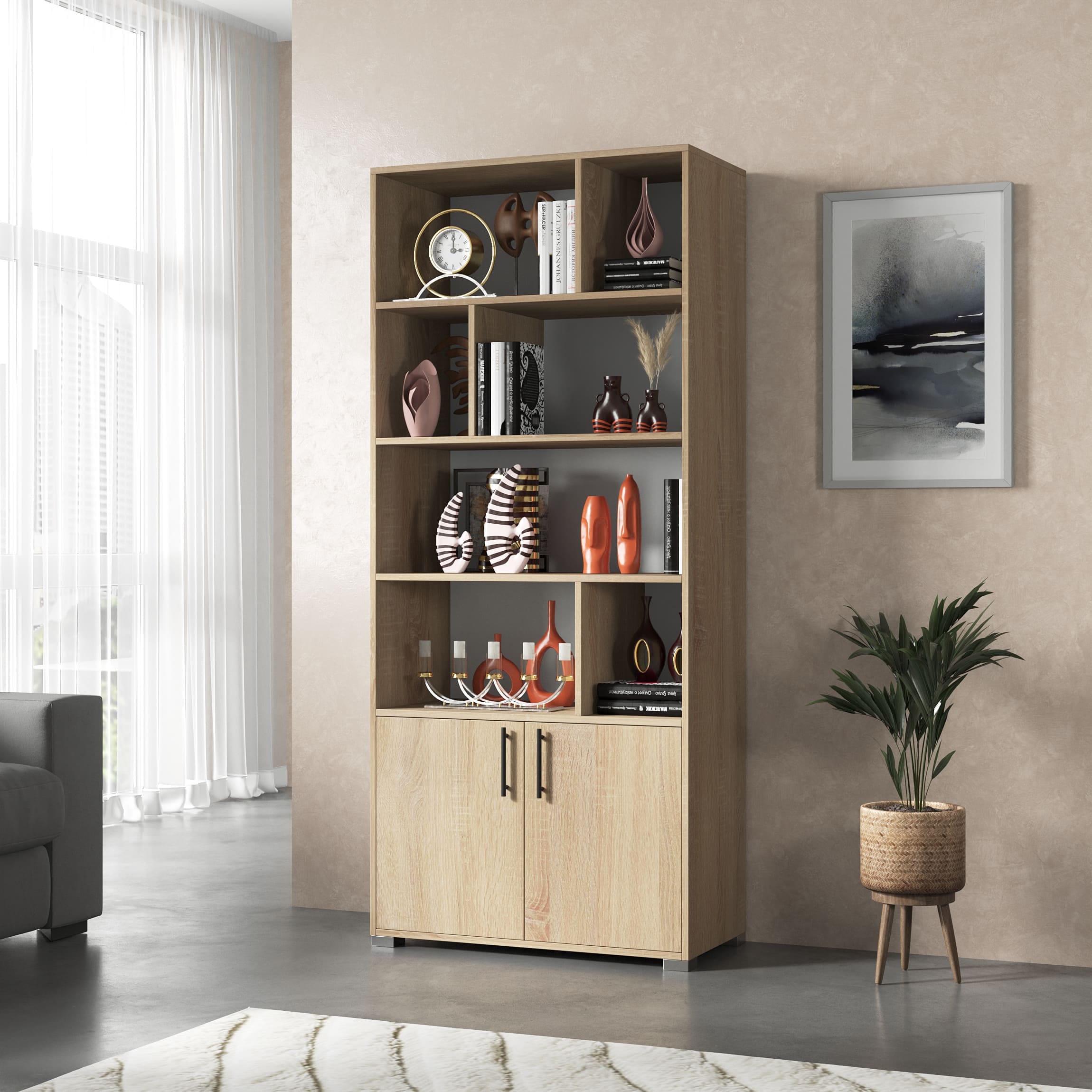 Стеллаж с открытыми полками и тумбой с дверками Дуб Сонома (380776)