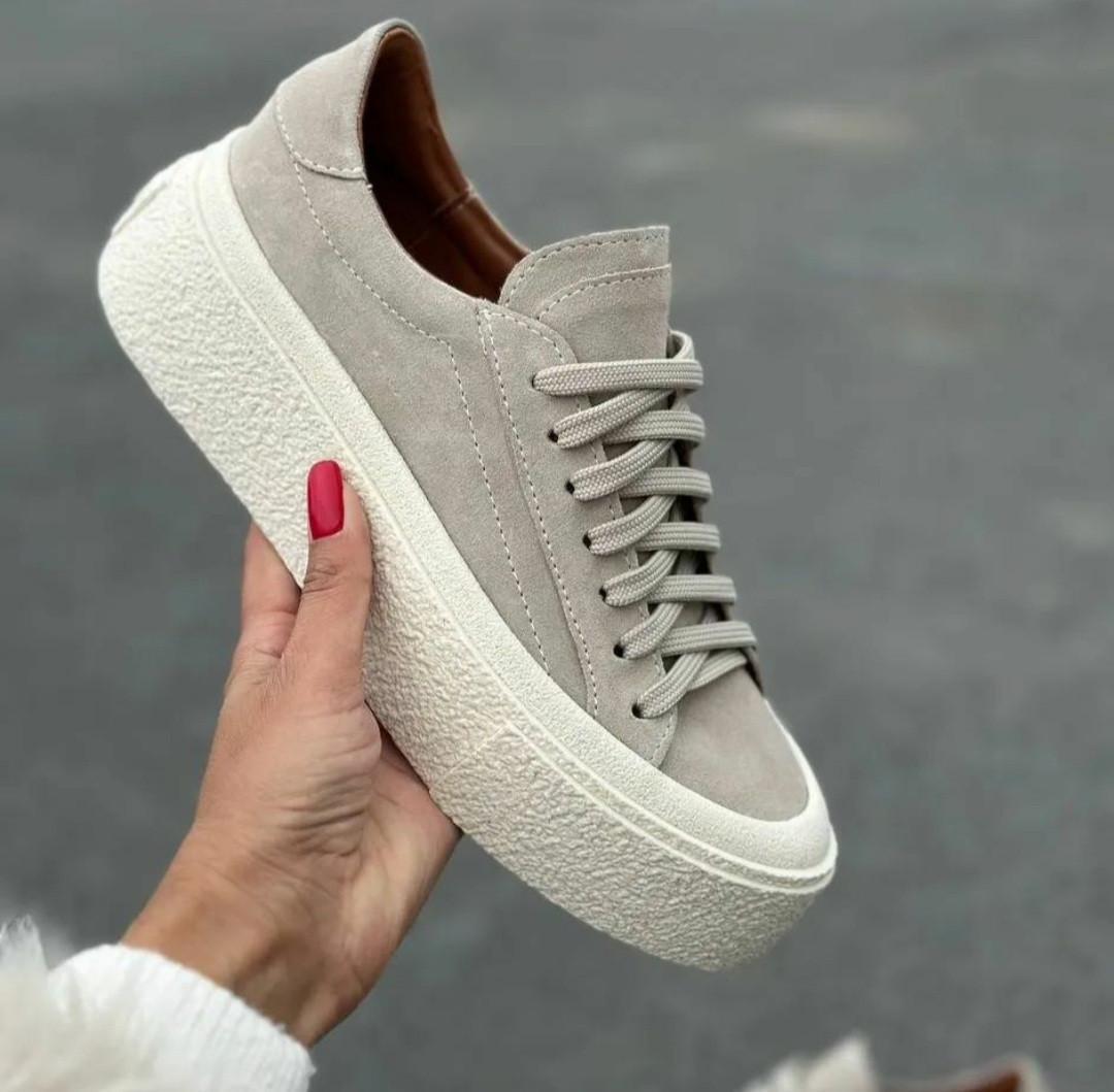 Кеды женские на платформе замшевые на шнуровке р. 36 23,5 см Бежевый (55655) - фото 9 Кеды женские на платформе замшевые на шнуровке р. 36 23,5 см Бежевый (55655) - фото 9