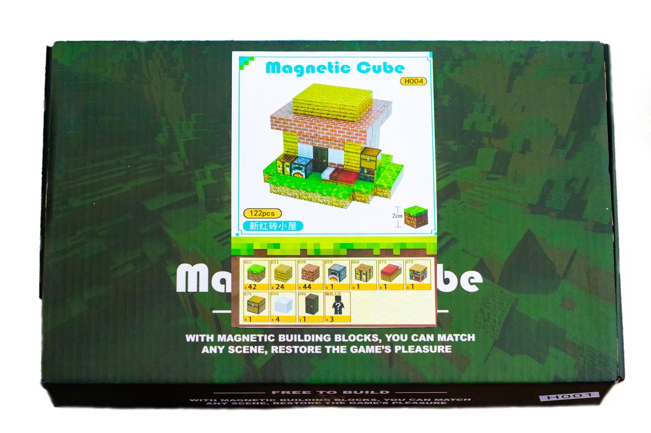 Конструктор магнитный Minecraft 122 блоков 5 фигурок