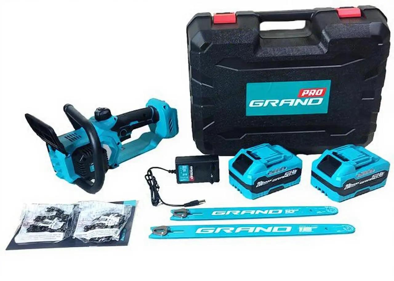Электропила аккумуляторная цепная Grand АПЦ-20А/12" 4 бесщеточный мотор/шина 2 шт./2хАКБ 4 Ач/кейс/масляный бак (29706505)