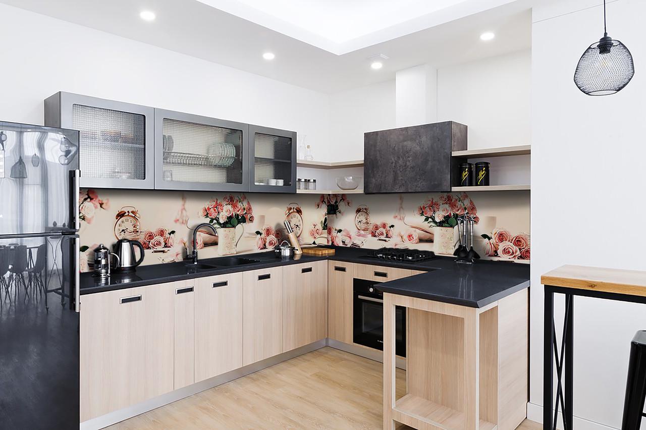 Кухонный фартук Розовое утро из самоклеющейся виниловой пленки 65х250 см Розовый Кухонный фартук Розовое утро из самоклеющейся виниловой пленки 65х250 см Розовый