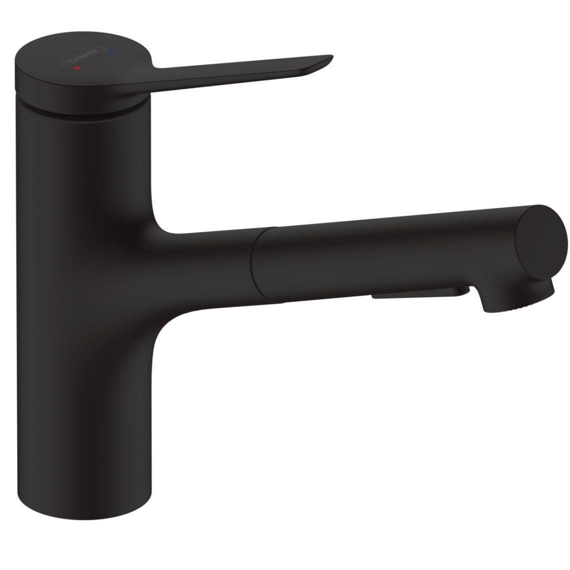 Змішувач кухонний Hansgrohe Zesis M33 150 2jet з витяжним виливом Black matt (74800670)