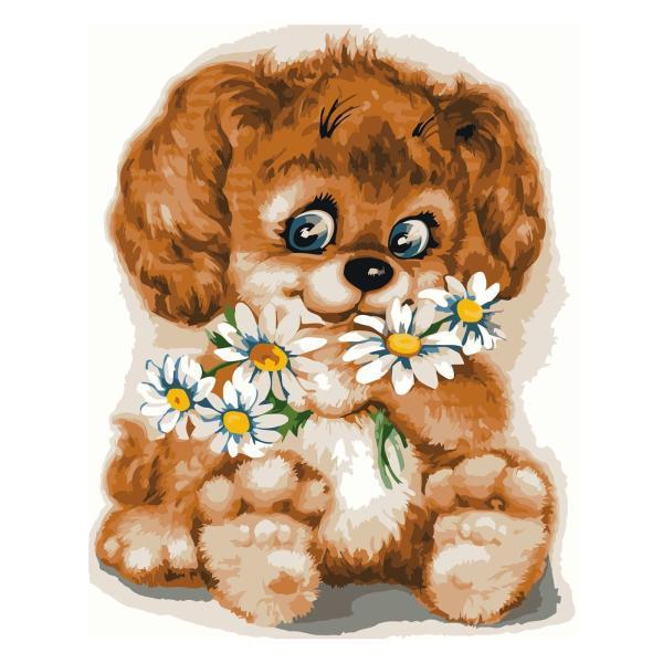 Картина по номерам Strateg Животные Милая собачка 30х40 см в термопакете (SV-0028-mt)