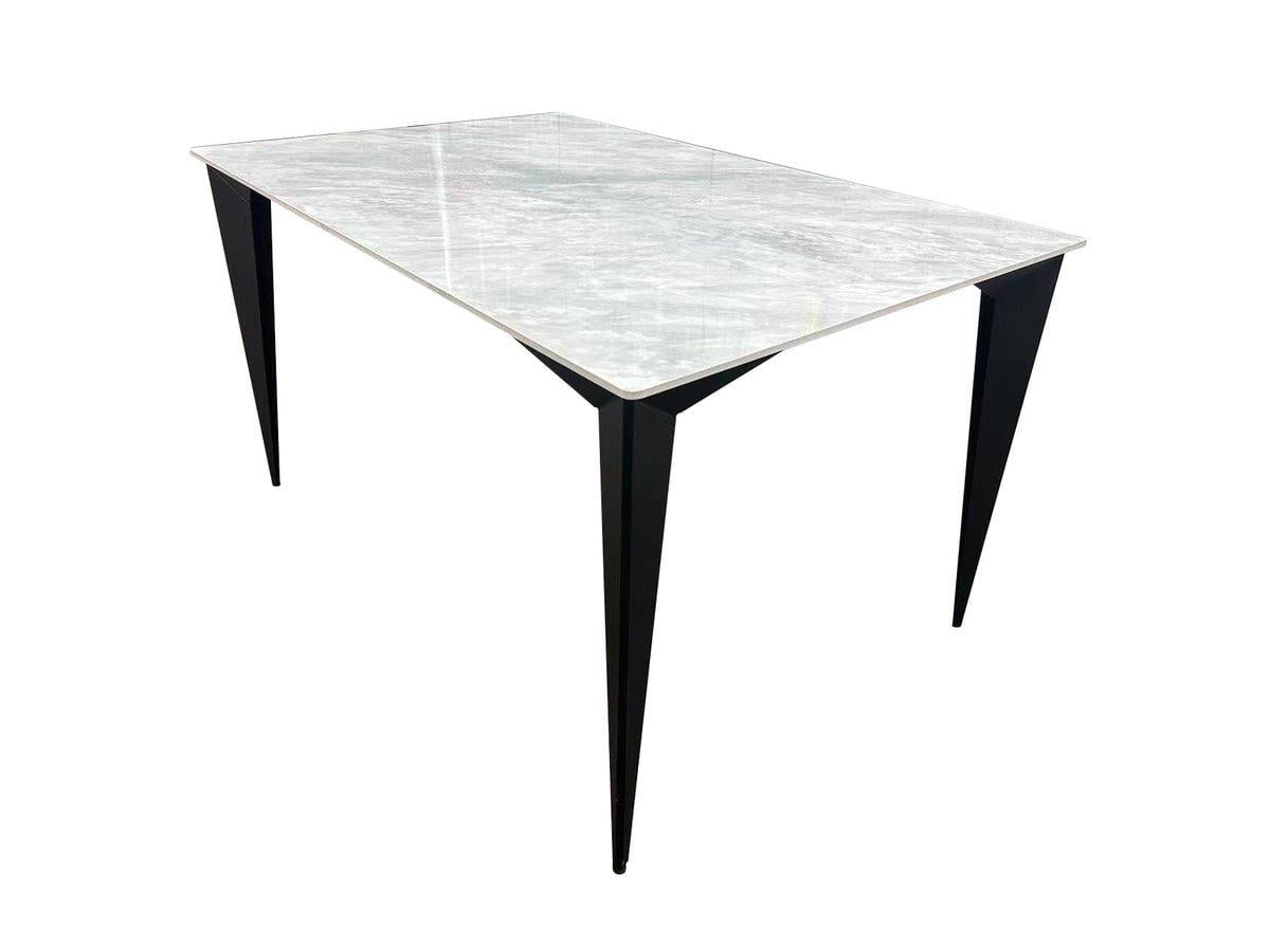 Стіл обідній Intarsio NORMAN CERAMIC 140х90 см Muie White глянець/Чорний каркас