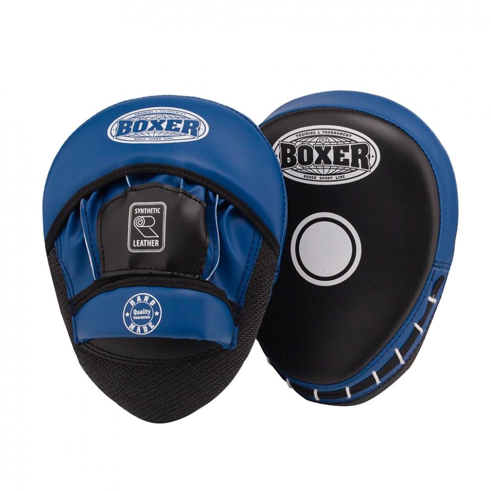 Лапи боксерські гнуті Boxer шкірвініл 0,8 мм Чорно-синій (2013-01B)