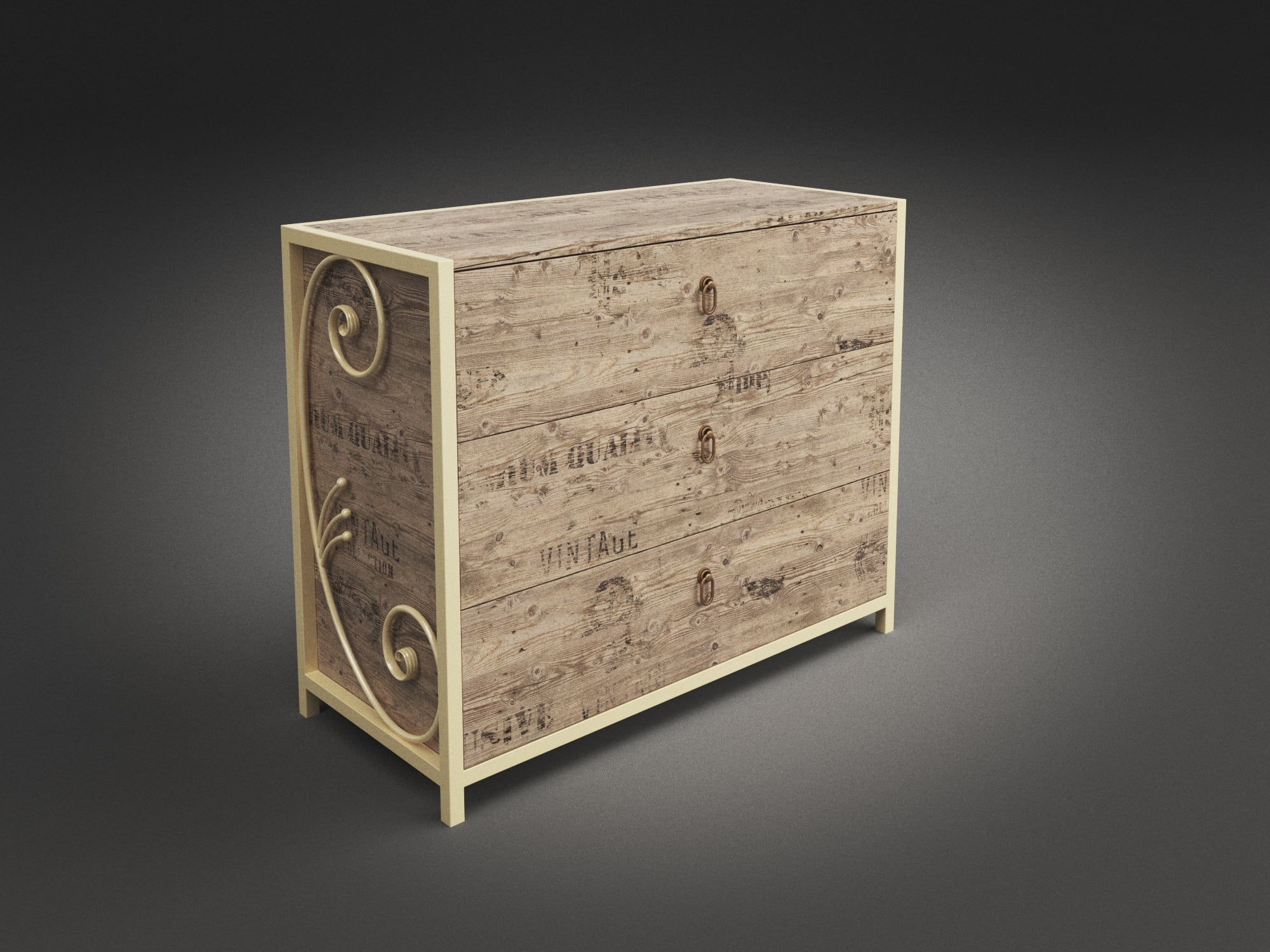 Комод Бетис корабельный лейбл Бежевый/Дуб