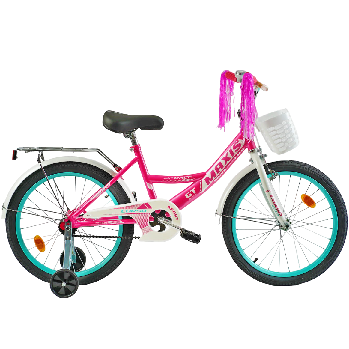 Дитячий велосипед Corso Maxis 20" з додатковими колесами Рожевий (CL-20652)