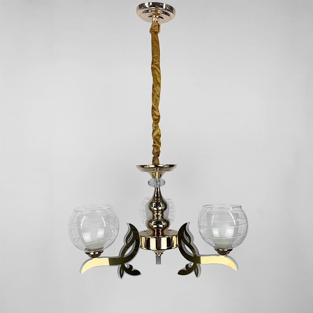 Люстра со светодиодным корпусом и 3 двойных плафона/пульт Золотой (81181/3 GD)