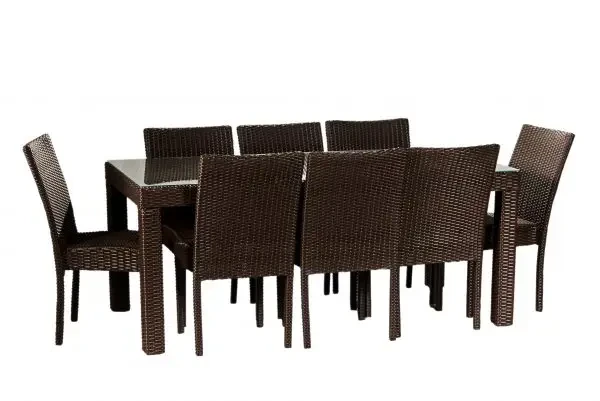 Комплект садових меблів Каліфорнія Максі зі штучного ротанга стіл/8 стільців Коричневий (CNT00008771)