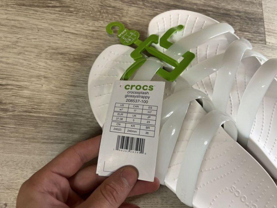 Шльопанці жіночі утеплені Crocs Splash Glossy Strappy Slide р. 37-38 Білий (14817) - фото 4