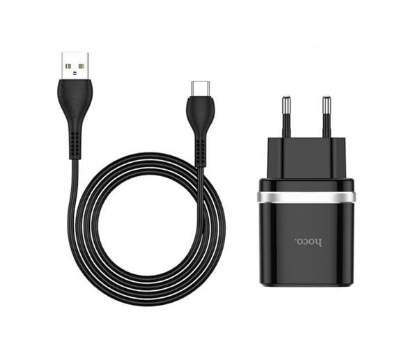 Устройство зарядное сетевое Hoco C12Q Smart QC3,0 Usb Type-C 18W Black
