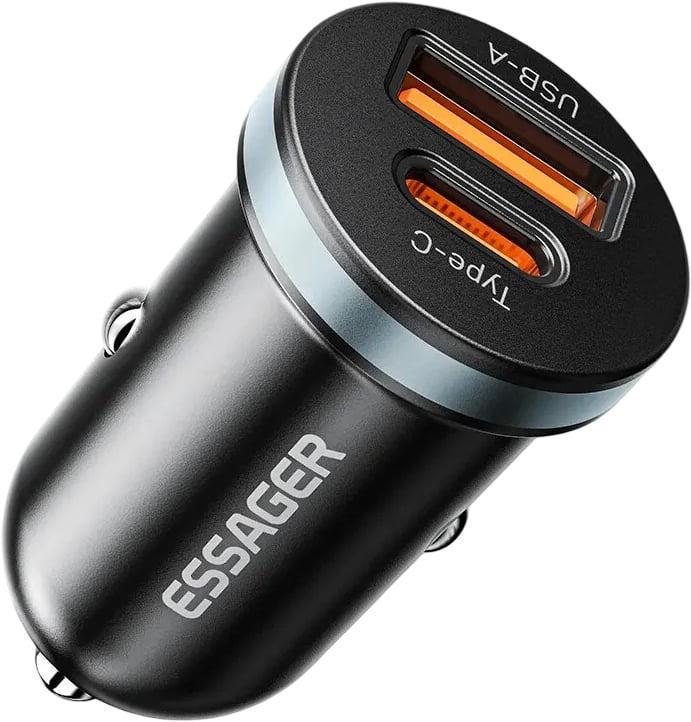Зарядное устройство автомобильное Essager ES-CC12 30W 5A PPS PD3.0 QC4.0/USB/Type-C Black (43715)