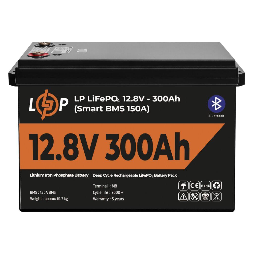 Аккумуляторная батарея LogicPower LP LiFePO4 12,8V 300 Ah 3840Wh Smart BMS 200А с BT (LP30383)