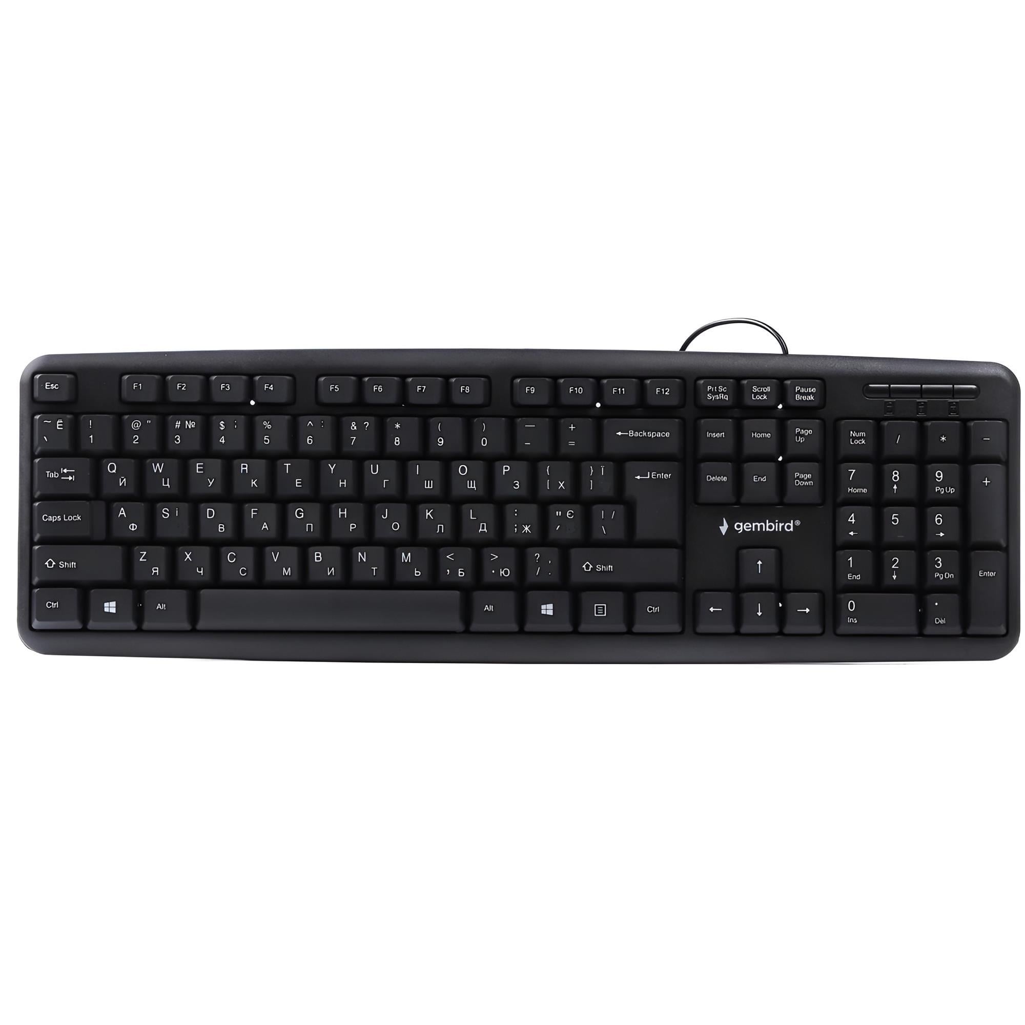 Клавиатура мембранная проволочная Gembird KB-103-UA 104 клавиши PS/2 Black (34964868)