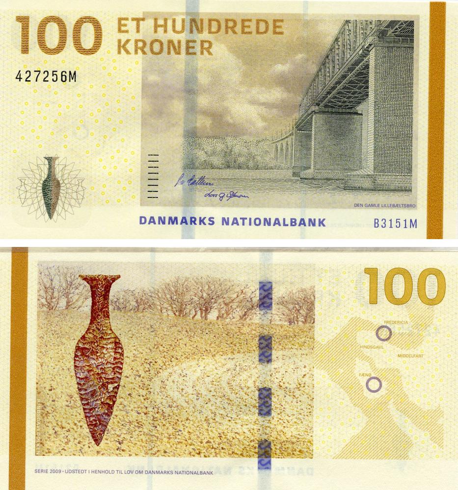 Коллекционная банкнота Дания 100 крон 2015 AU-UNC P66d2 Callesen & Sørensen (Б17354)