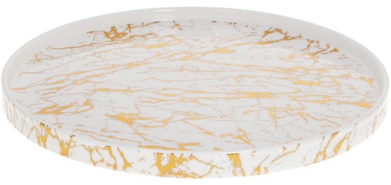блюдо Мармурова Розкіш 30,7х30,7х2,4 см Білий/Золотий (32325737)