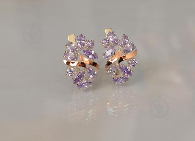 Серебряные серьги Sil с золотыми накладками 133s-13 Лаванда (Sil-713)