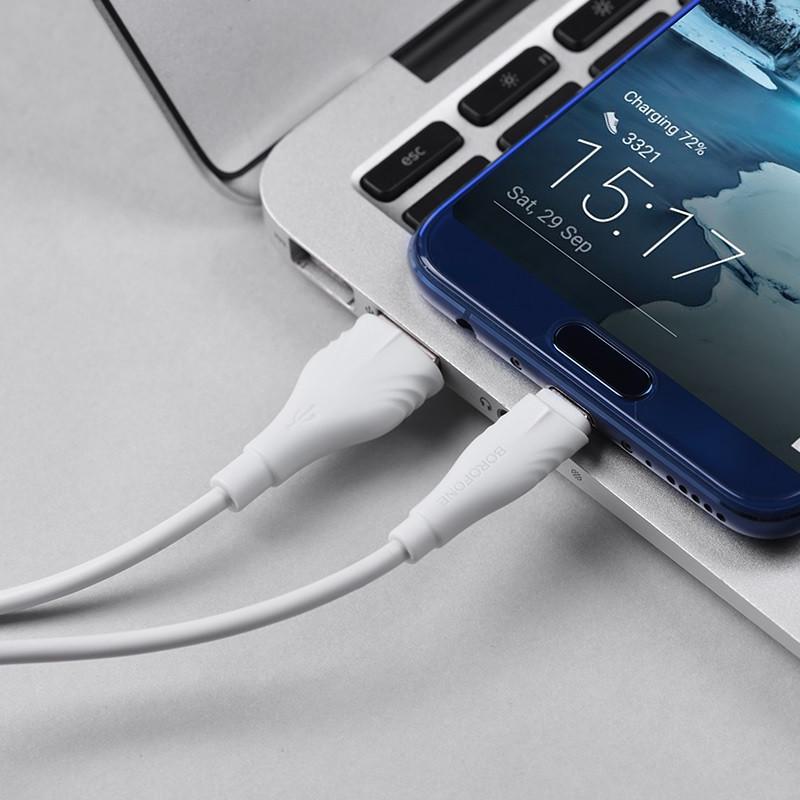 Дата кабель Borofone BX18 Optimal USB to Type-C 2 м White - фото 5 Дата кабель Borofone BX18 Optimal USB to Type-C 2 м White - фото 5